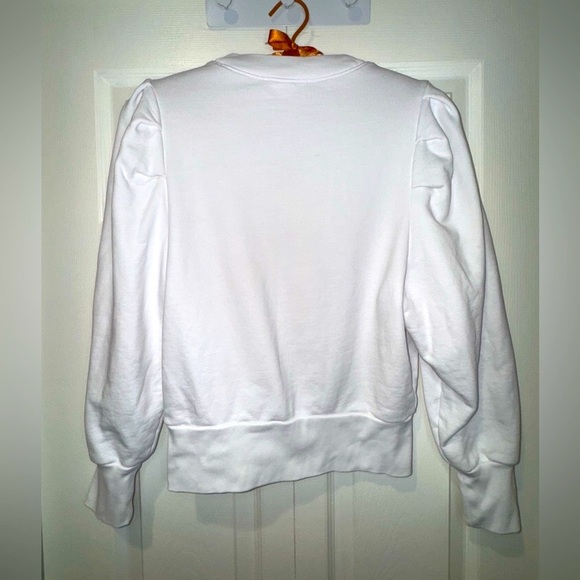 FRAME Pleated Panel Puff-Sleeve Sweatshirt. Eggshell white. Size small  VGUC - Picture 3 of 12